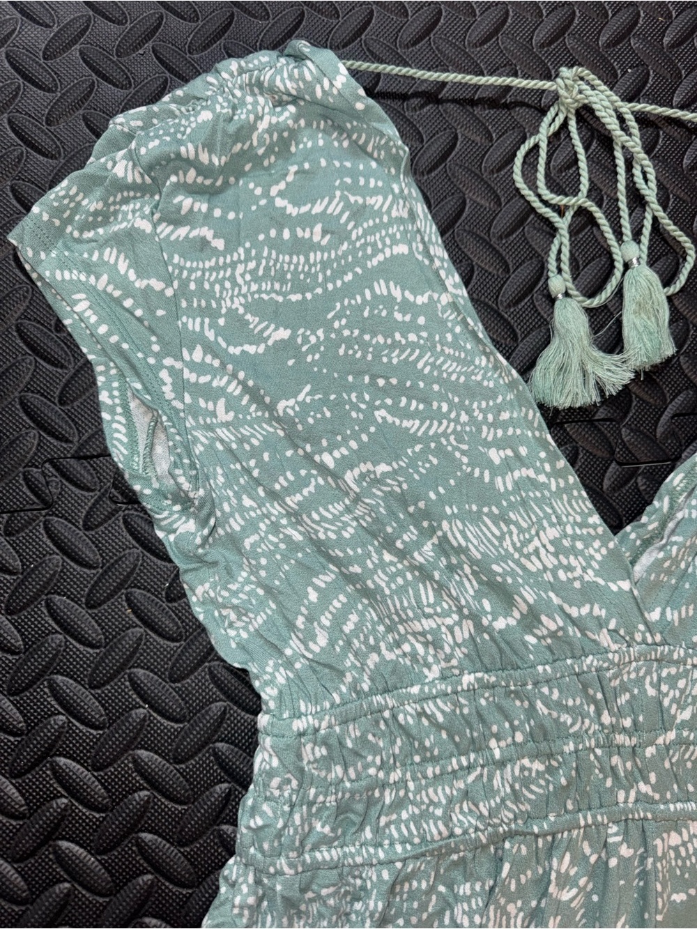 Urban Outfitters Sage Green Patterned V-Neck Romper - Picture 4 of 4